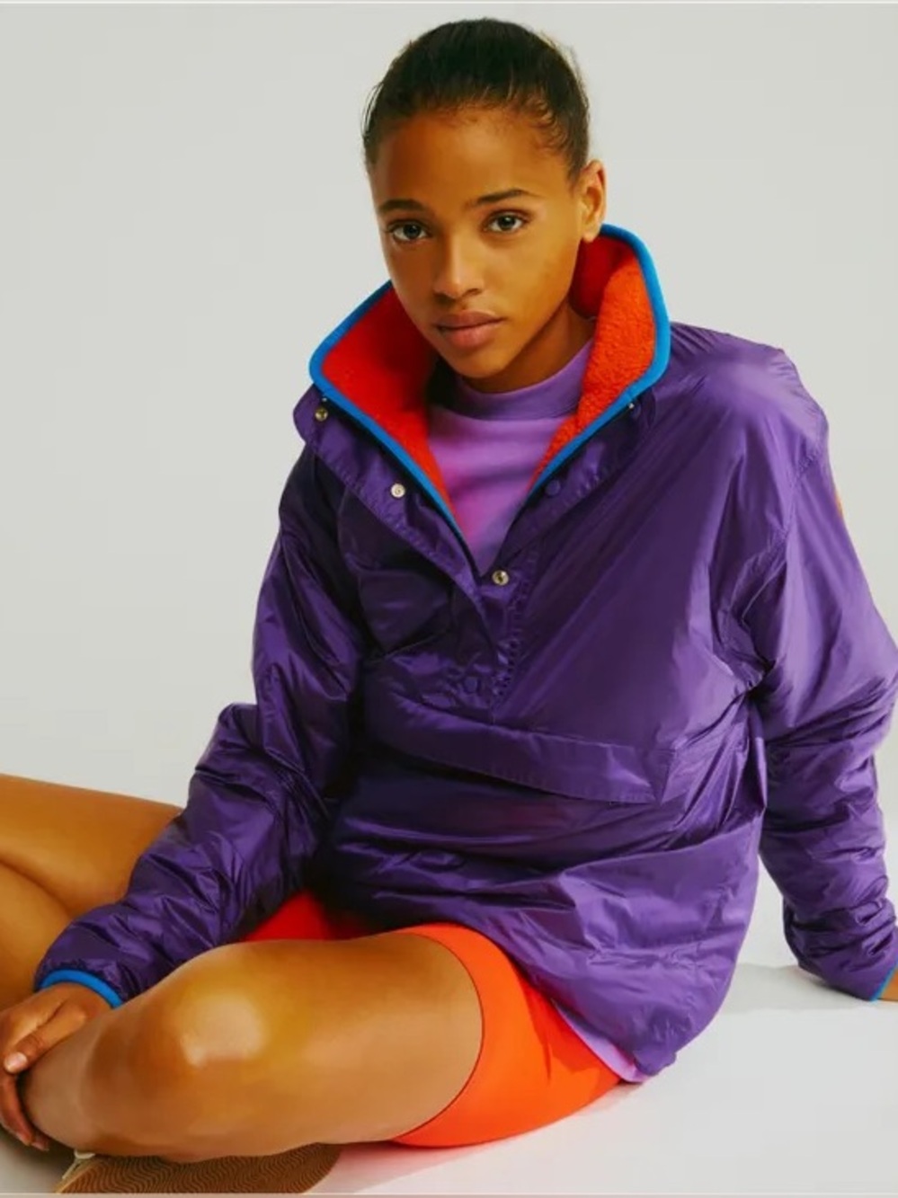 Tory Burch Reversible Nylon Fleece Pullover Jacket